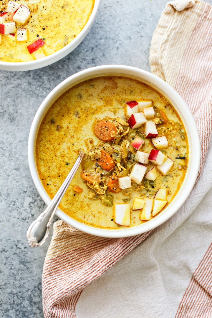 photo of a bowl of spicy turkey soup