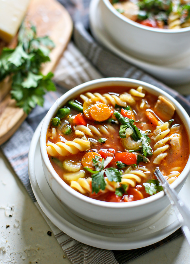 photo of a bowl of easy turkey soup