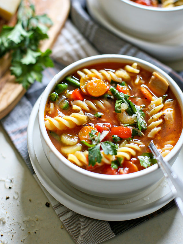 photo of a bowl of easy turkey soup