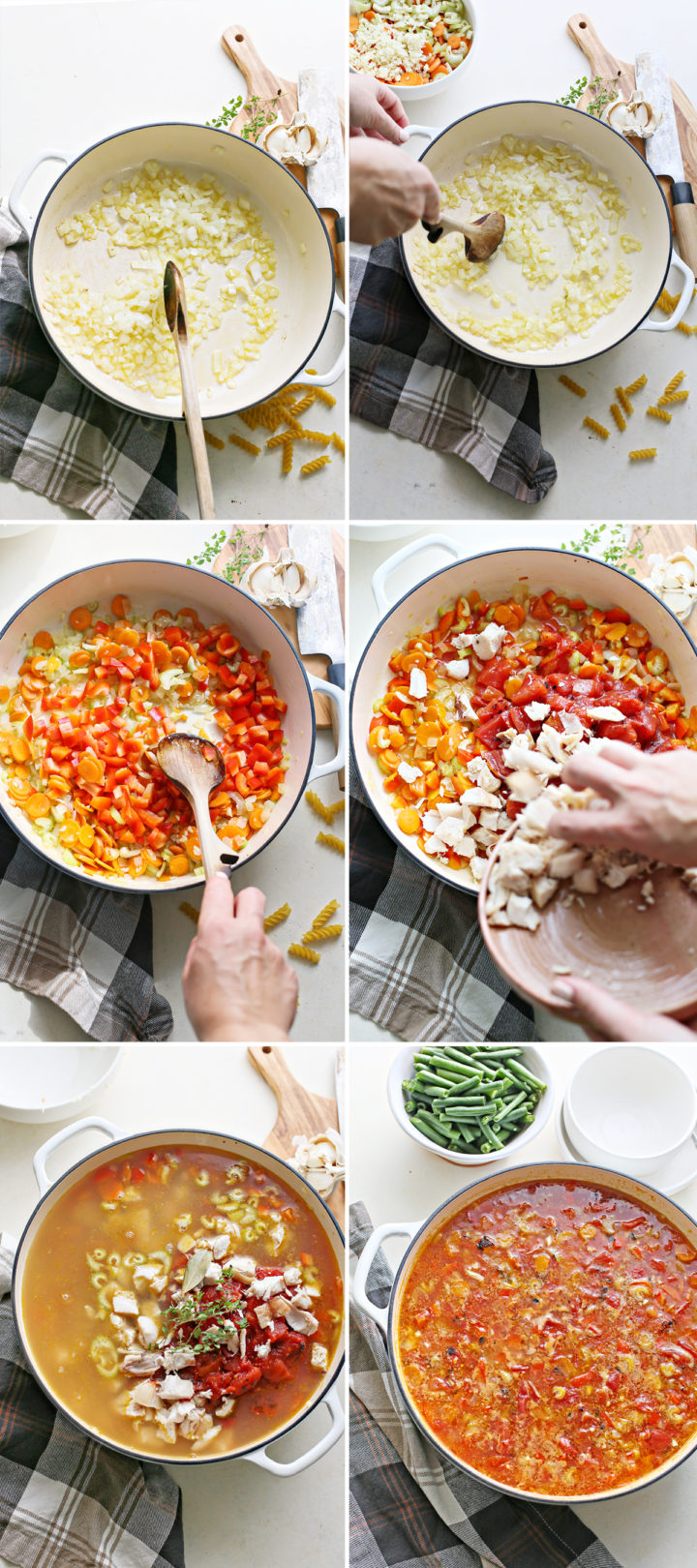 step by step photos showing how to make easy turkey soup
