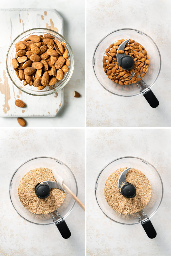 step by step photos of the process for how to make almond meal