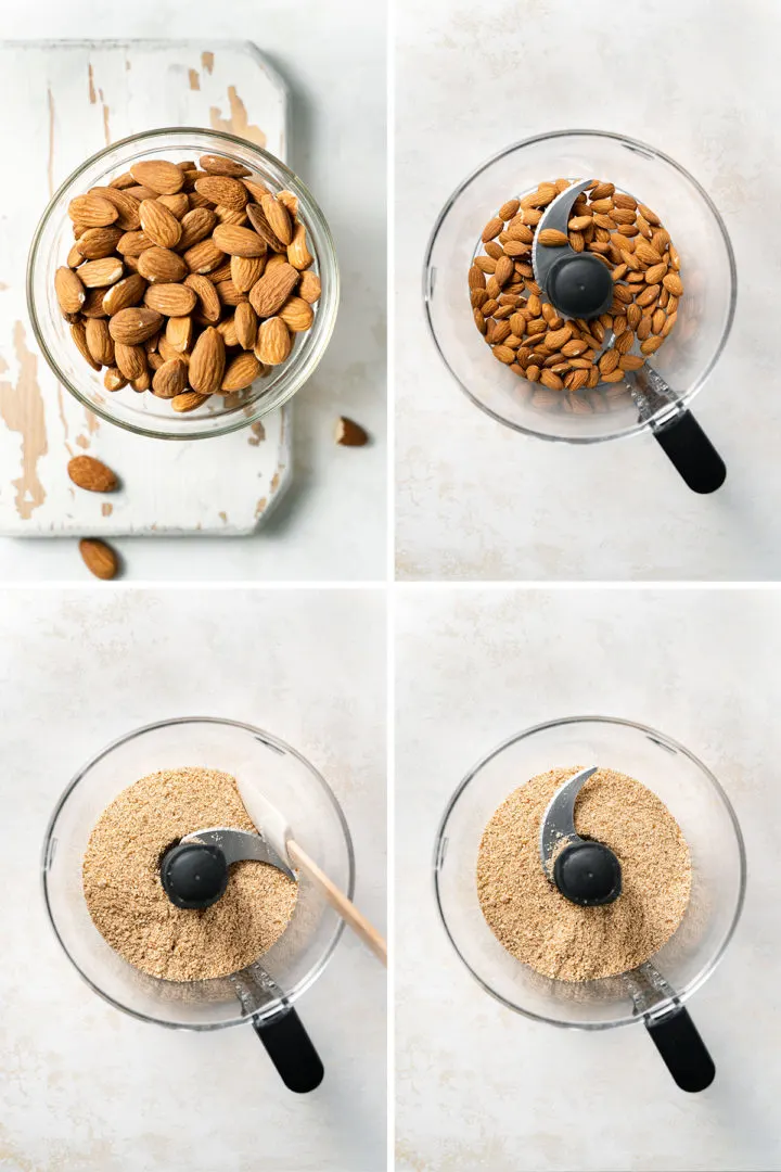 step by step photos of the process for how to make almond meal