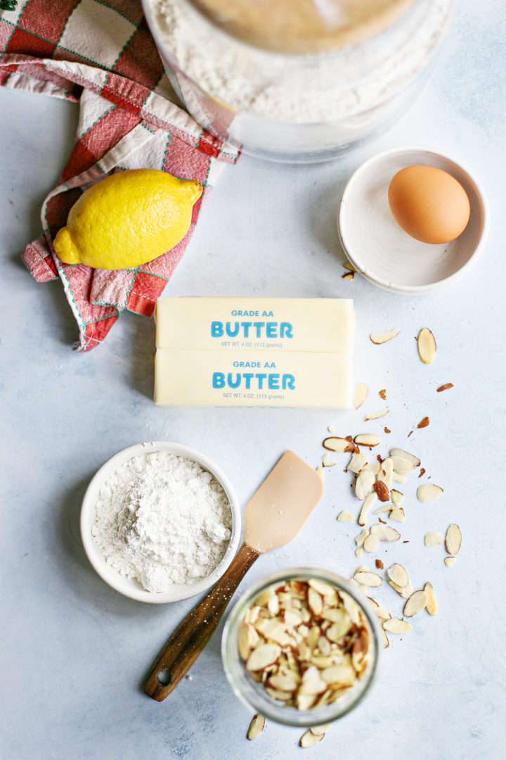 photo of ingredients in almond crescent cookies