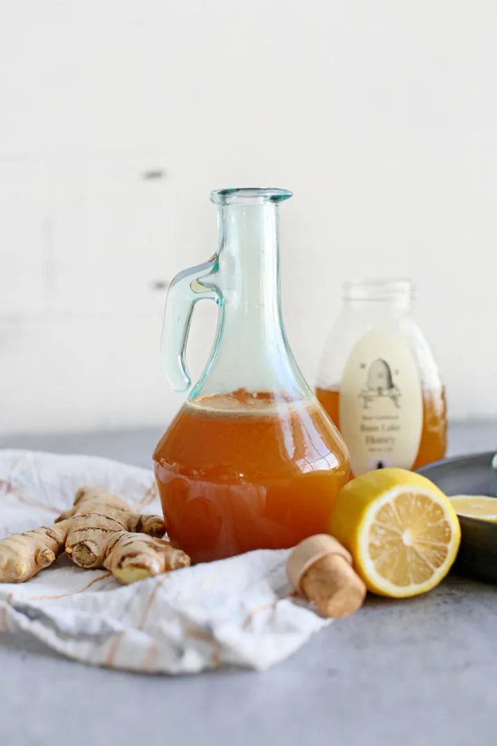 photo of the cough mixture in a jar after making homemade cough syrup