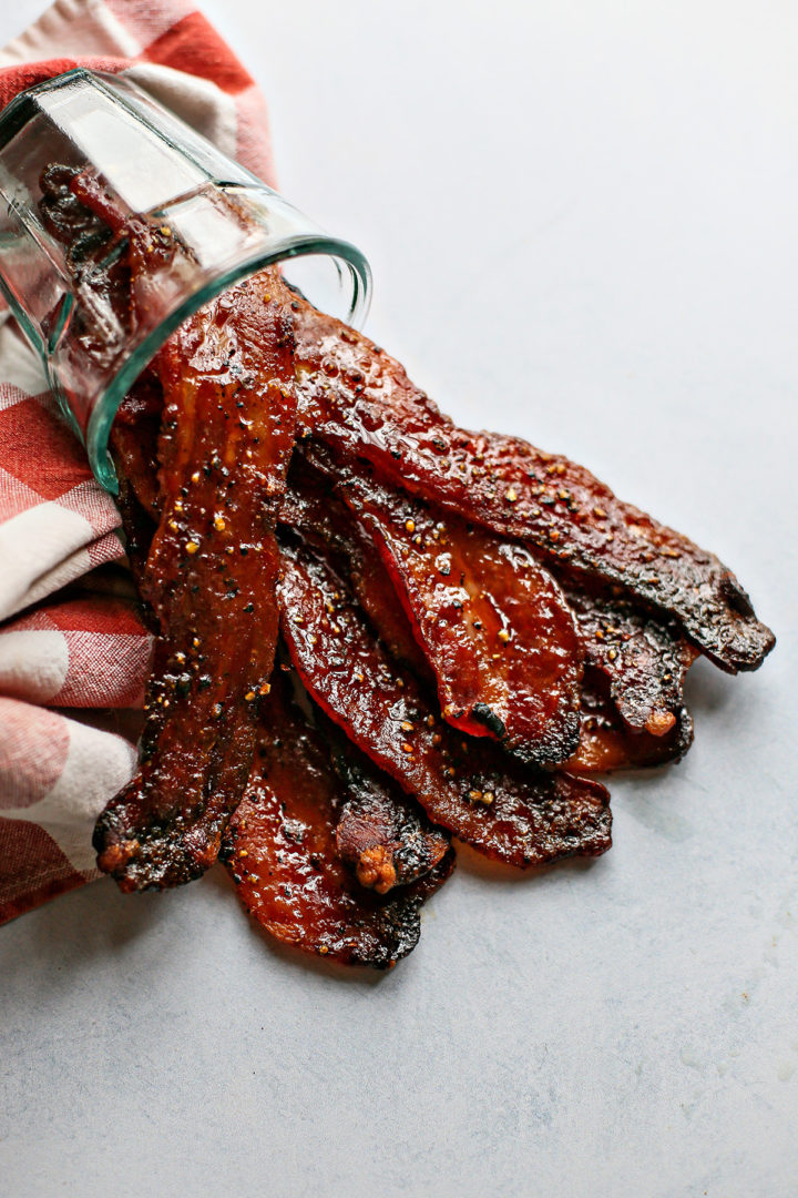 photo of candied bacon in a jar