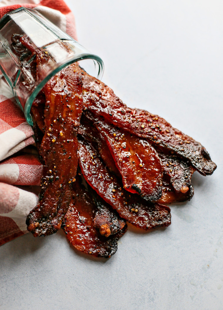 photo of candied bacon in a jar