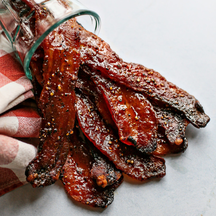 photo of candied bacon in a jar