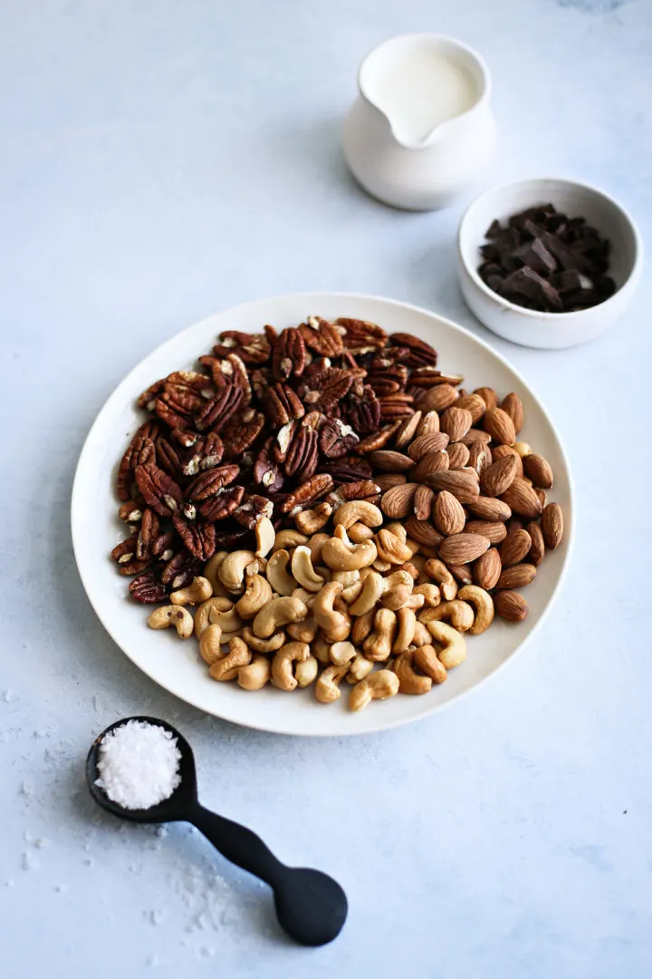 photo of ingredients in this recipe for chocolate covered nuts