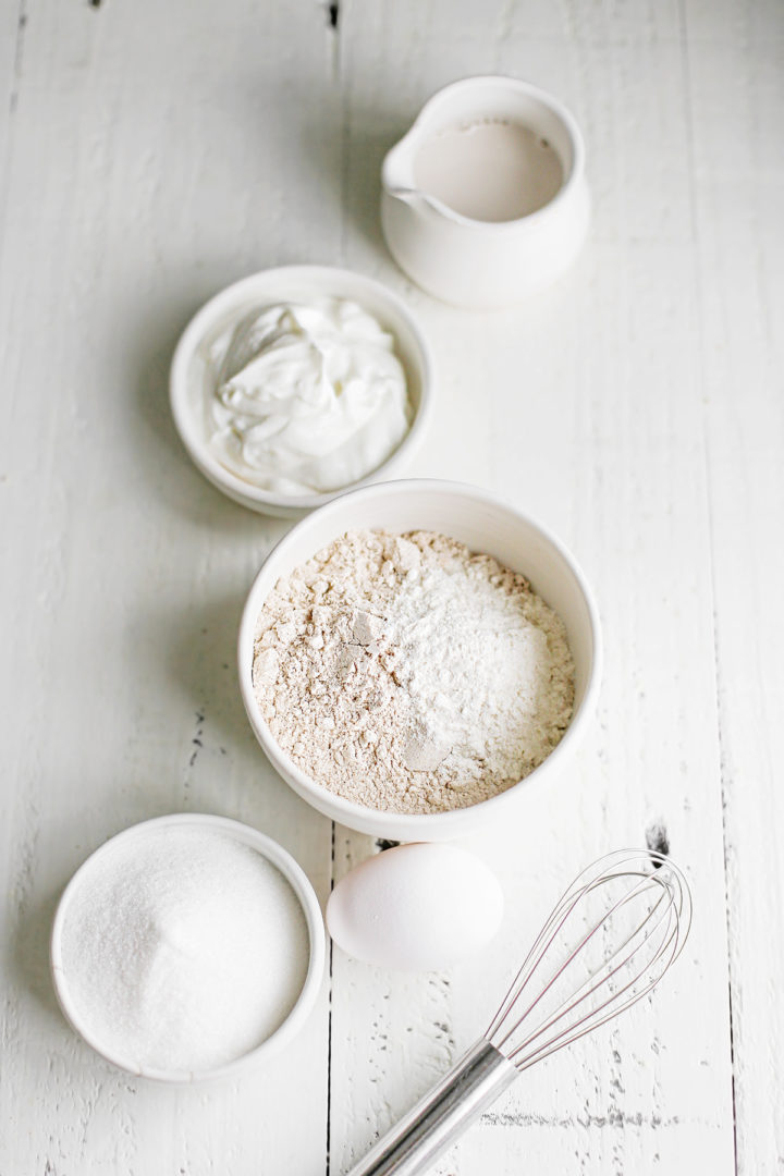 ingredients to make a baked cake donut recipe: cinnamon sugar donuts