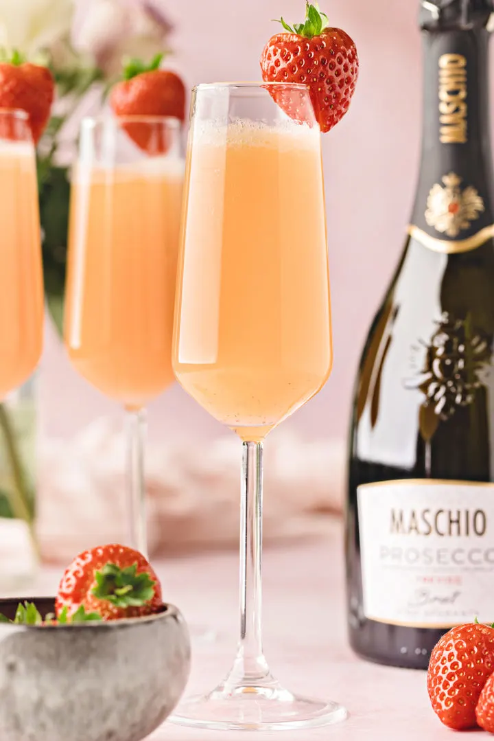 strawberry mimosas ready to be served