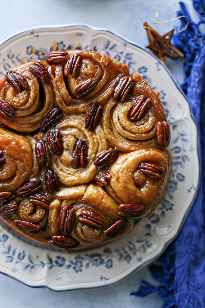 photo of this pecan rolls recipe on a plate on a table