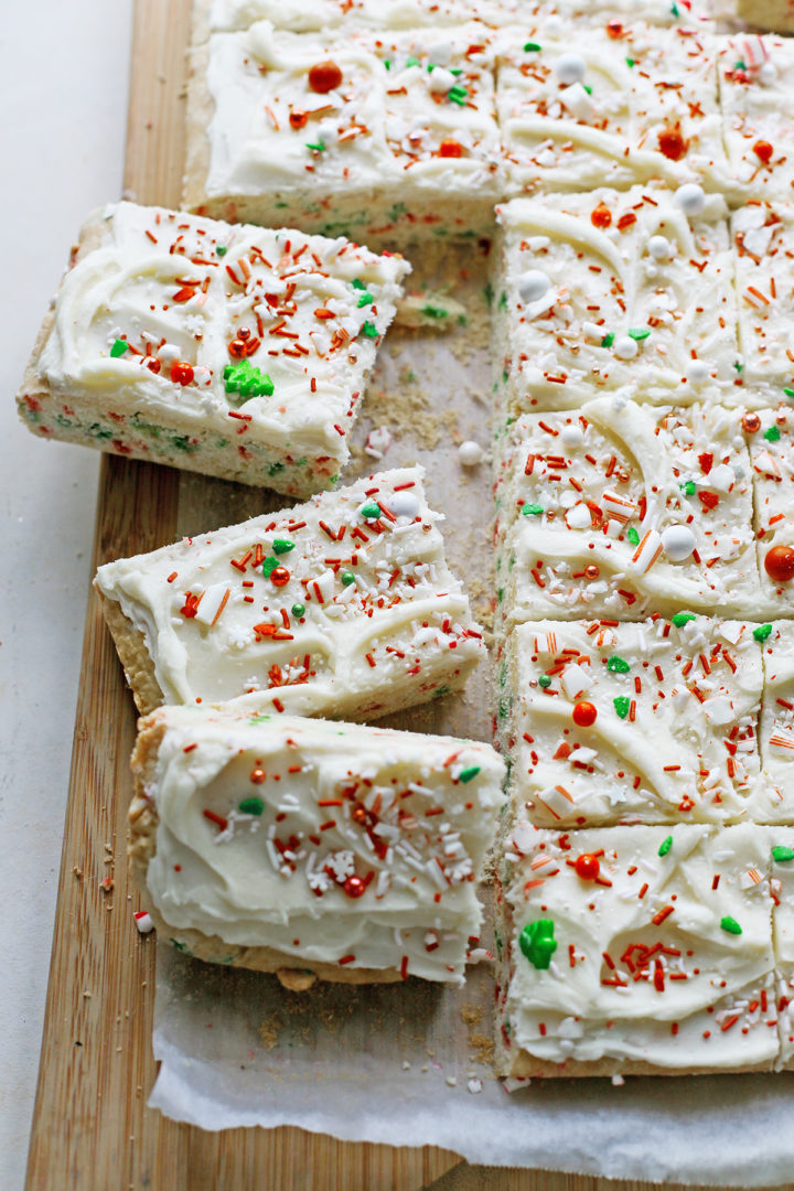 photo of cut christmas sugar cookie bars