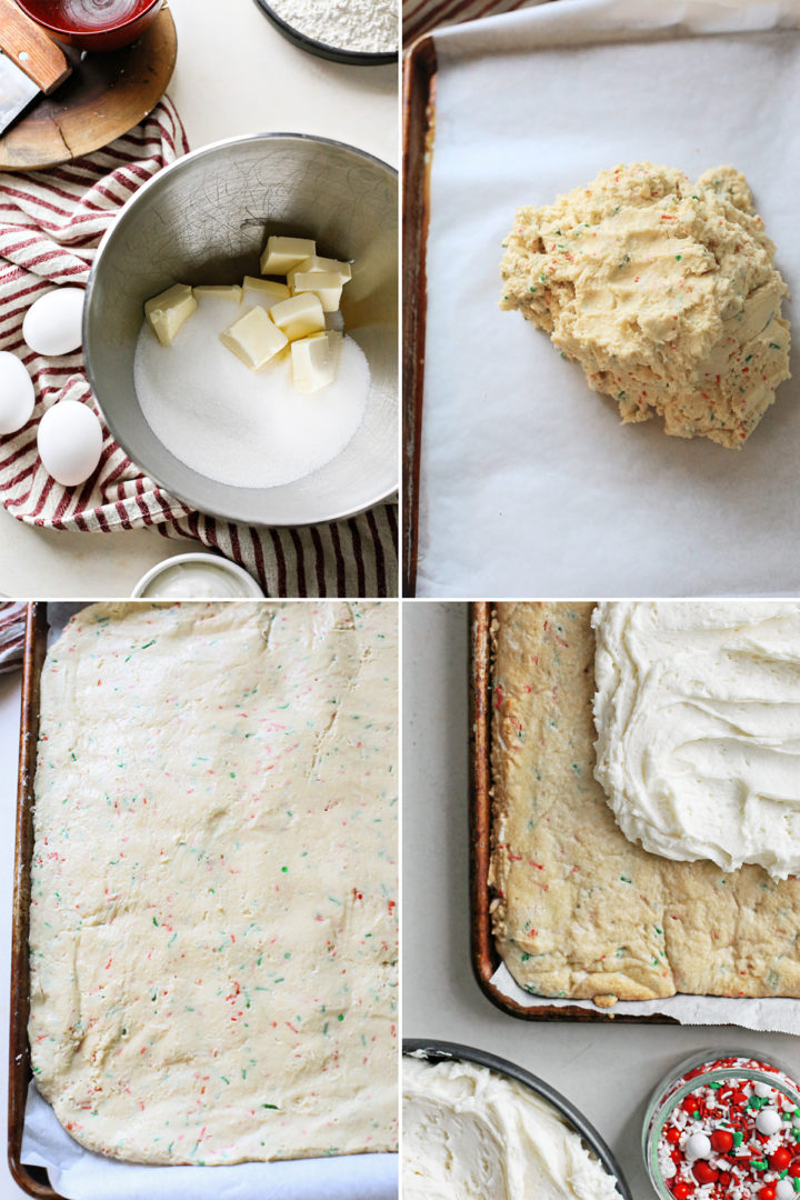 step by step photos how to make christmas sugar cookie bars