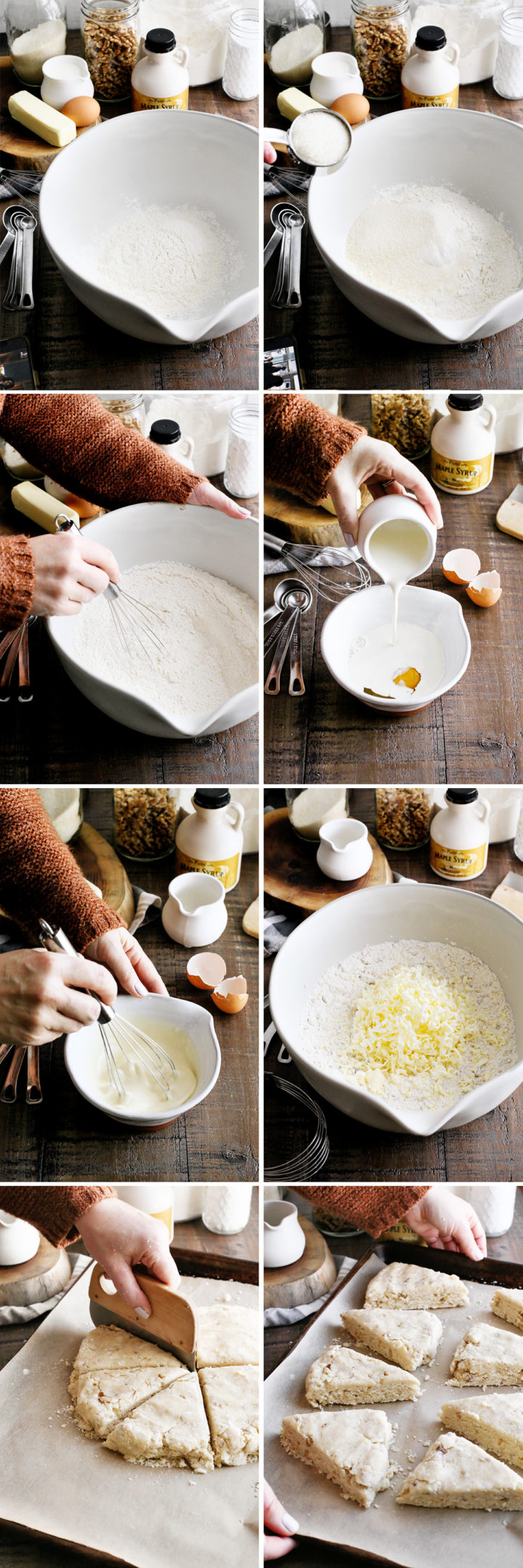 step by step photos showing how to make maple scones