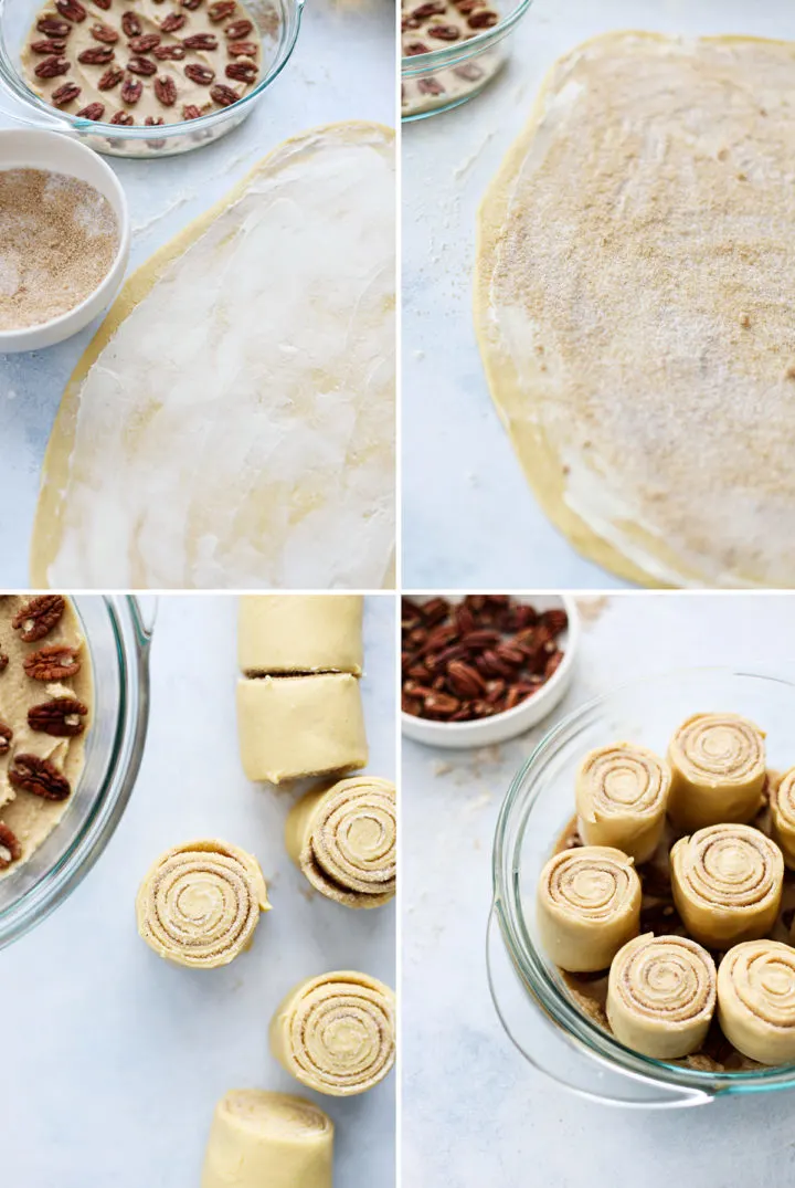 step by step photos of how to make caramel pecan rolls
