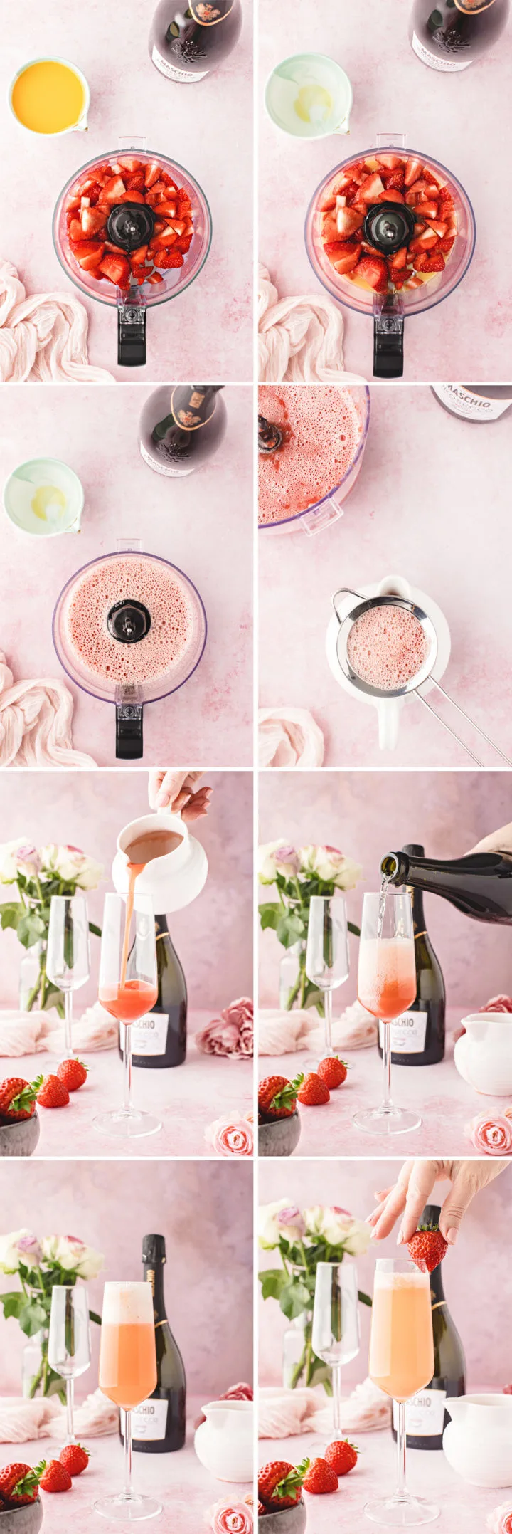 step by step photos to make a strawberry mimosa