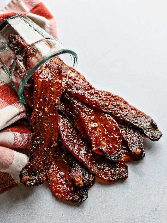 photo of candied bacon in a jar