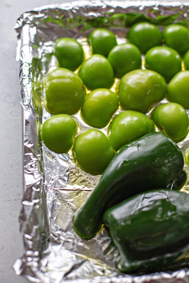 photo of poblano peppers and tomatillos to make chicken chili verde