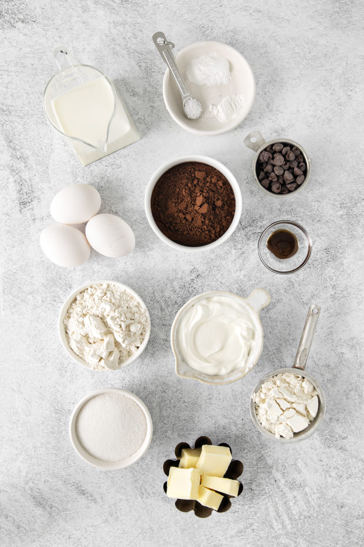 ingredients needed to make chocolate raspberry cupcakes