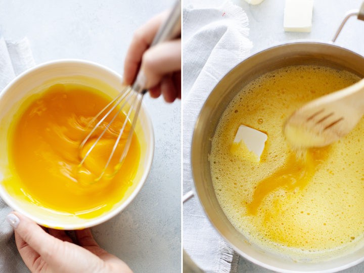 photo showing steps for how to make orange curd