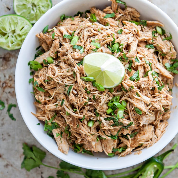 photo of shredded chicken in a bowl