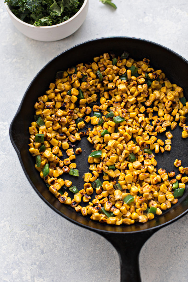 photo of roasted corn for this recipe for queso blanco dip