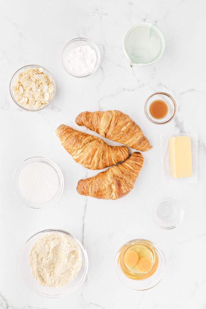 photo of ingredients in this almond croissant recipe