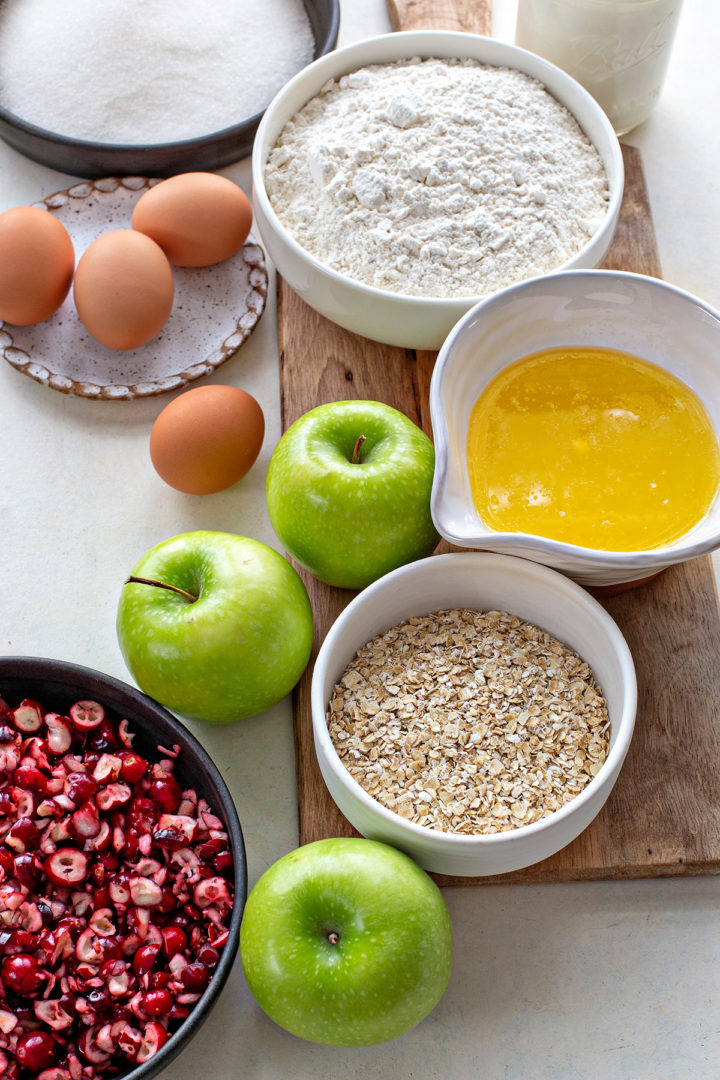 photo of ingredients in this recipe for cranberry muffins