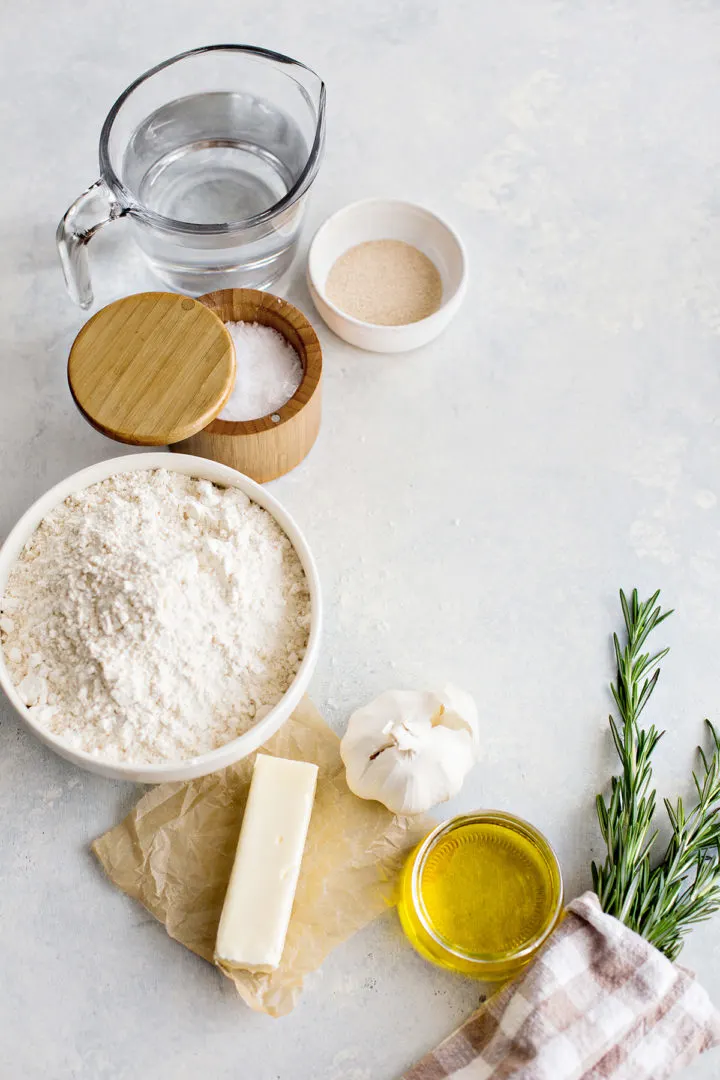photo of ingredients in rosemary focaccia bread