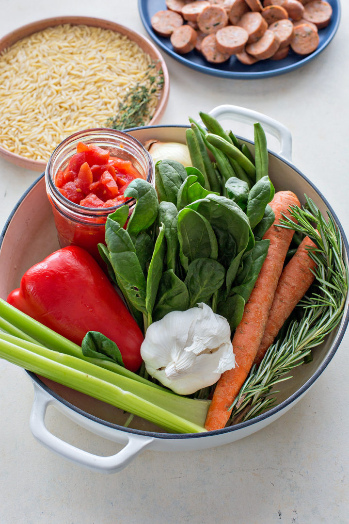 photo of ingredients in this italian sausage soup recipe