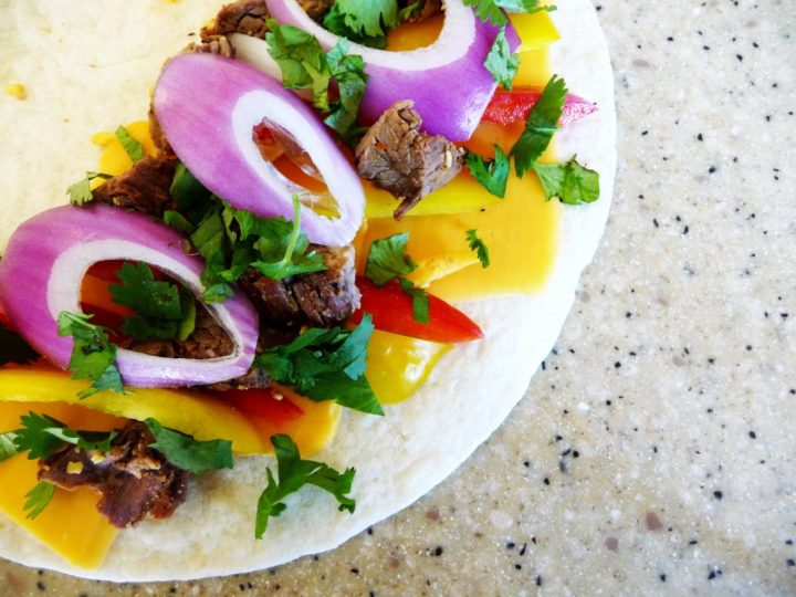 photo of a steak quesadilla before cooking