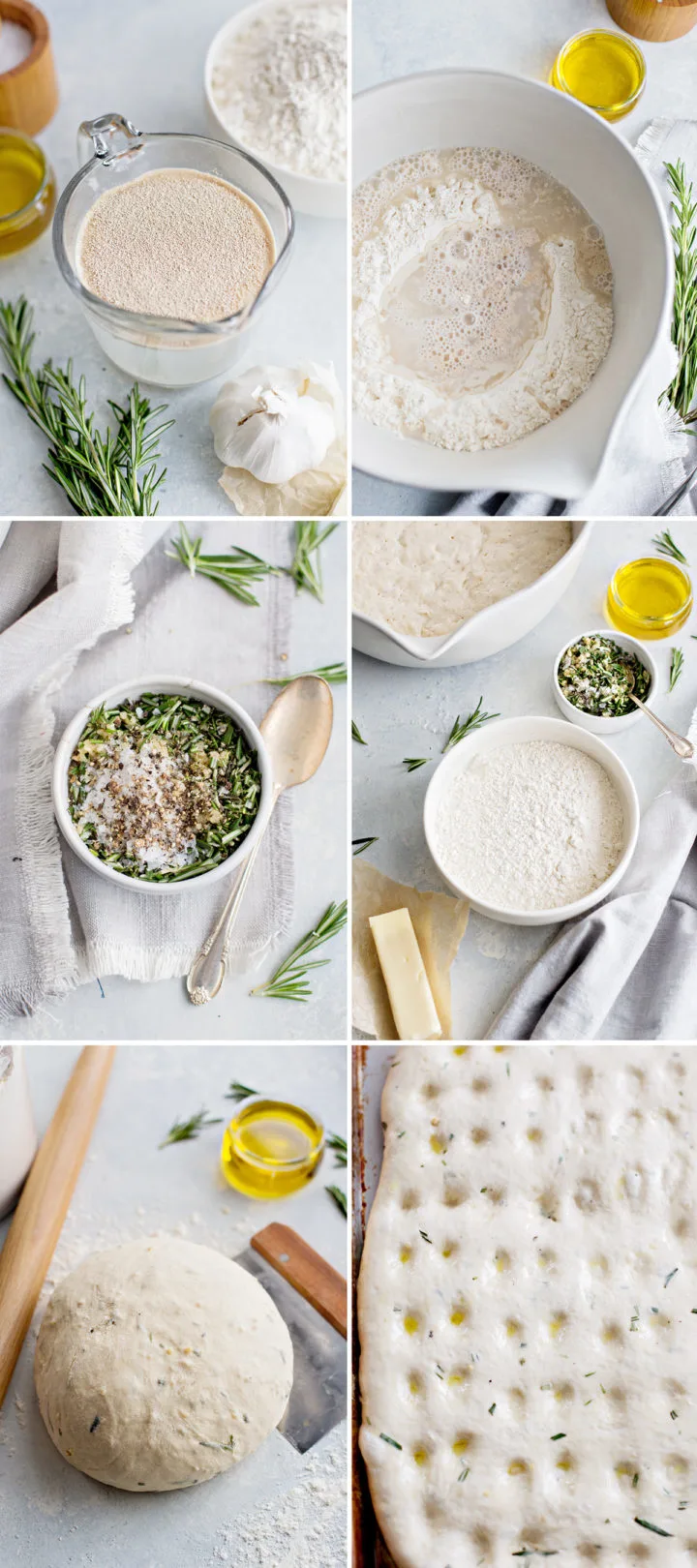step by step photos showing how to make this Easy Focaccia Recipe
