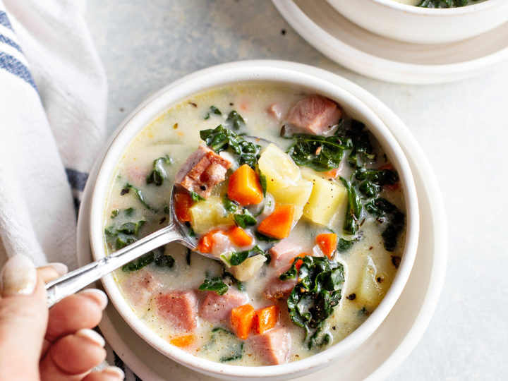 Slow Cooker Ham Soup with Potatoes and Kale