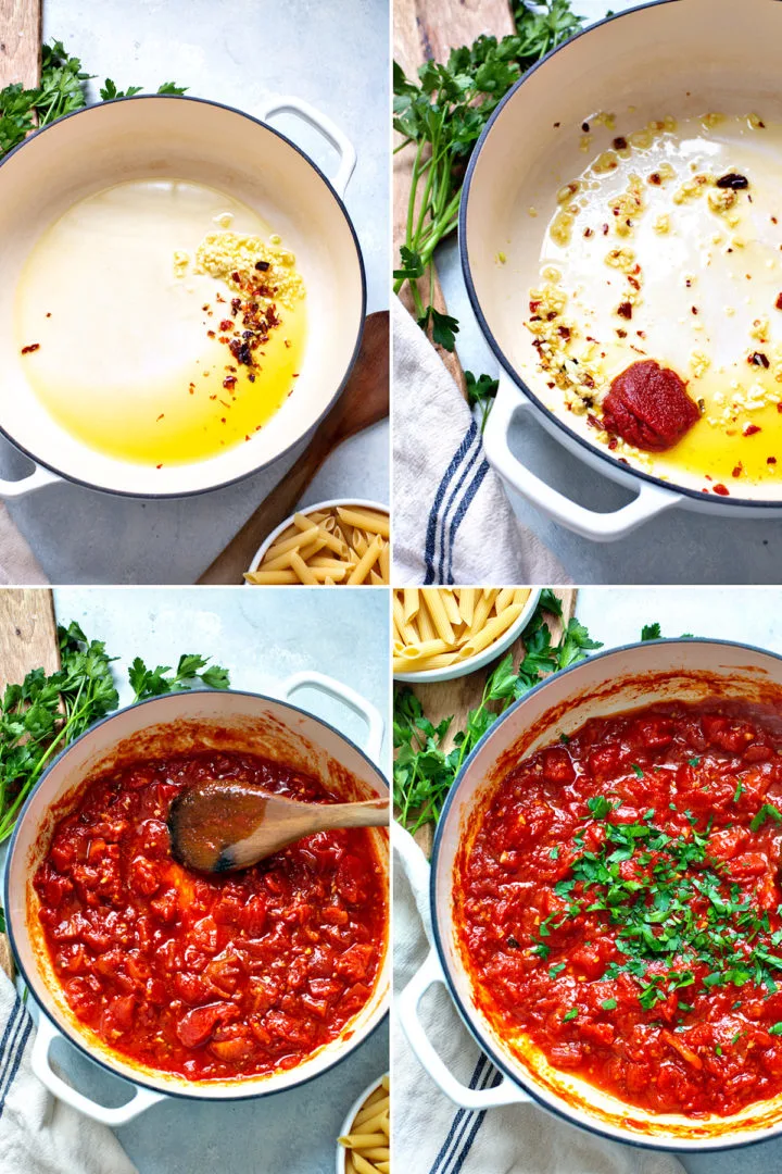 step by step photos showing how to make arrabbiata sauce