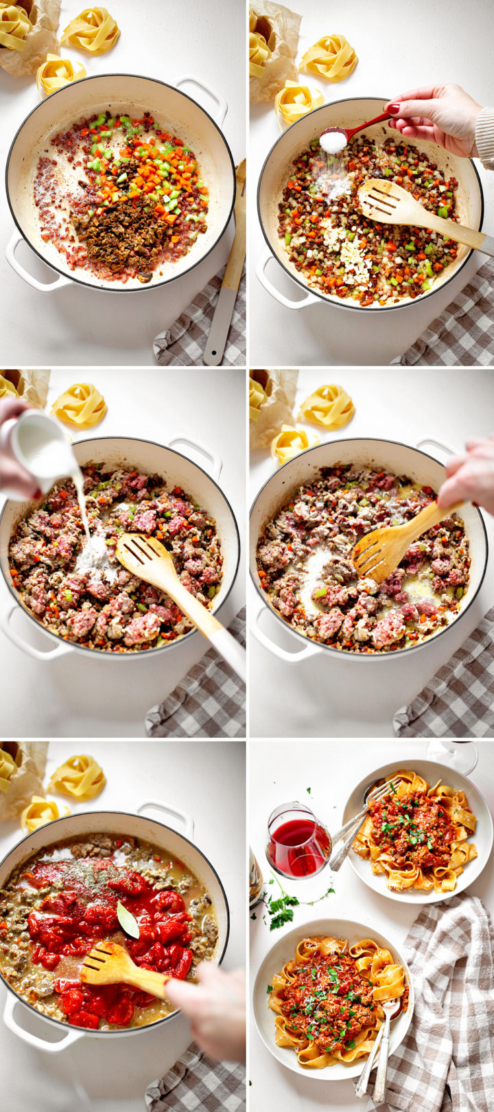 step by step photos showing how to make this recipe for bolognese sauce