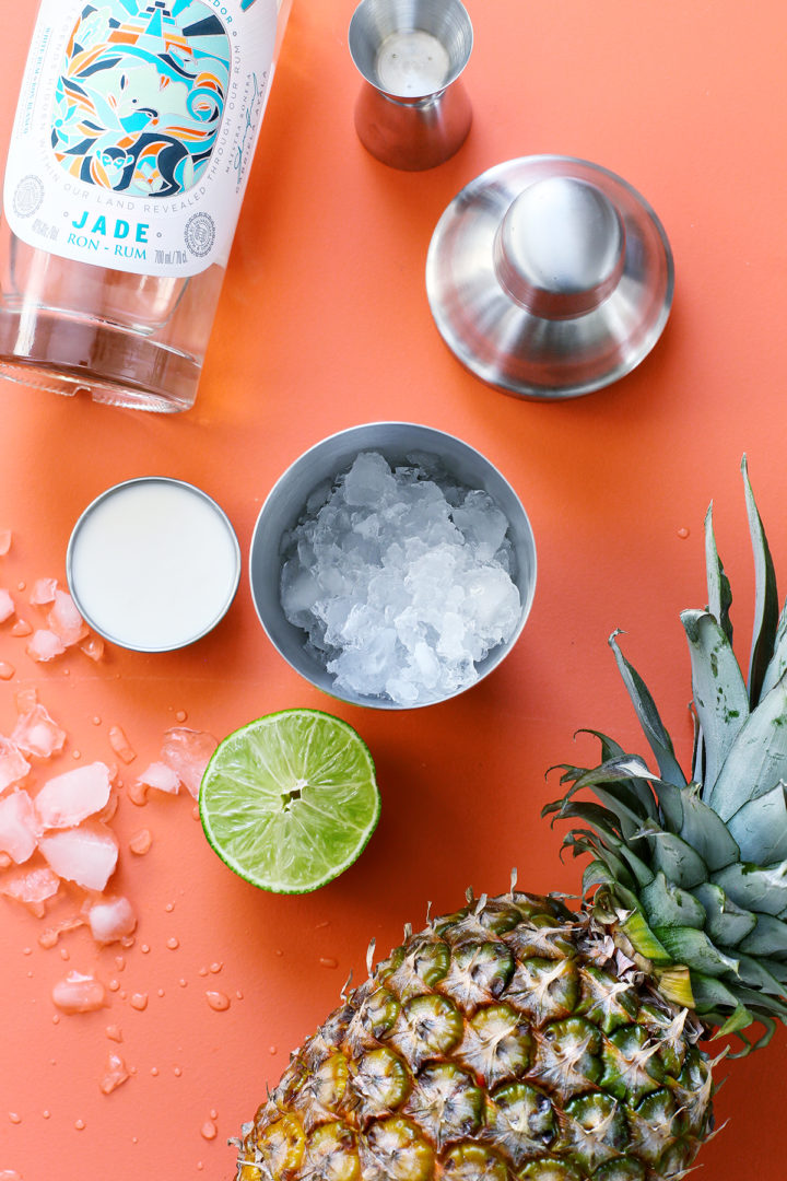 photo of ingredients in a pina colada on the rocks