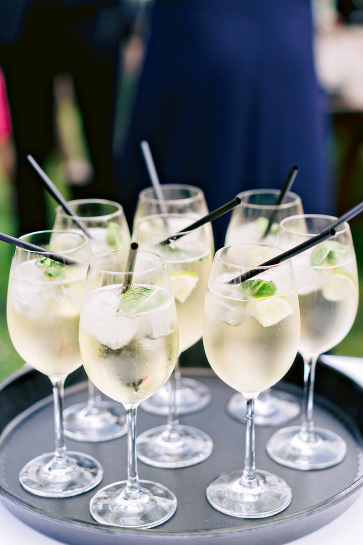 serving tray with glasses of limoncello spritz