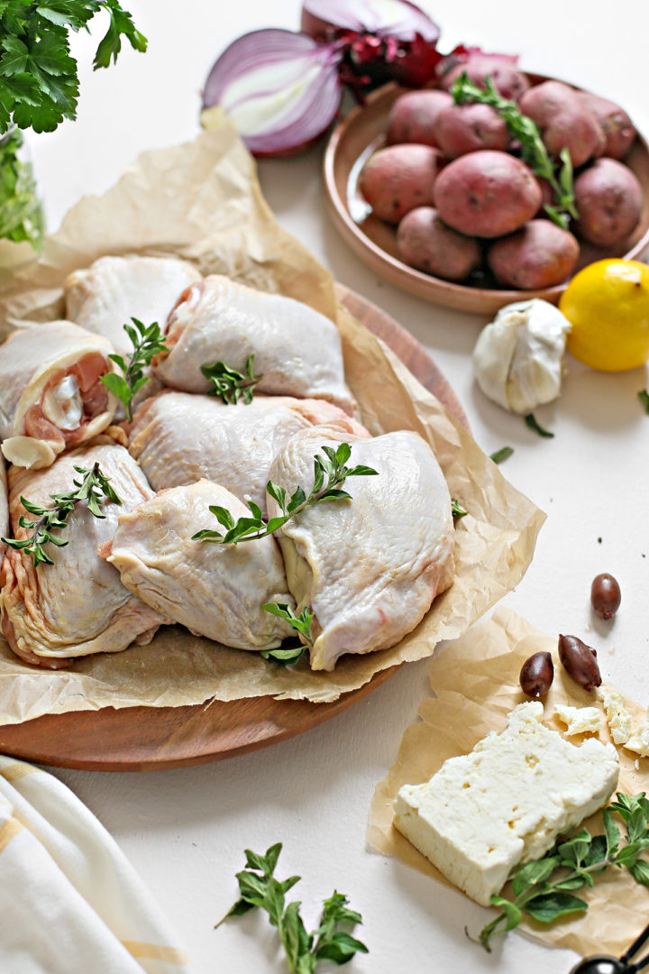 ingredients in this greek chicken thigh skillet recipe