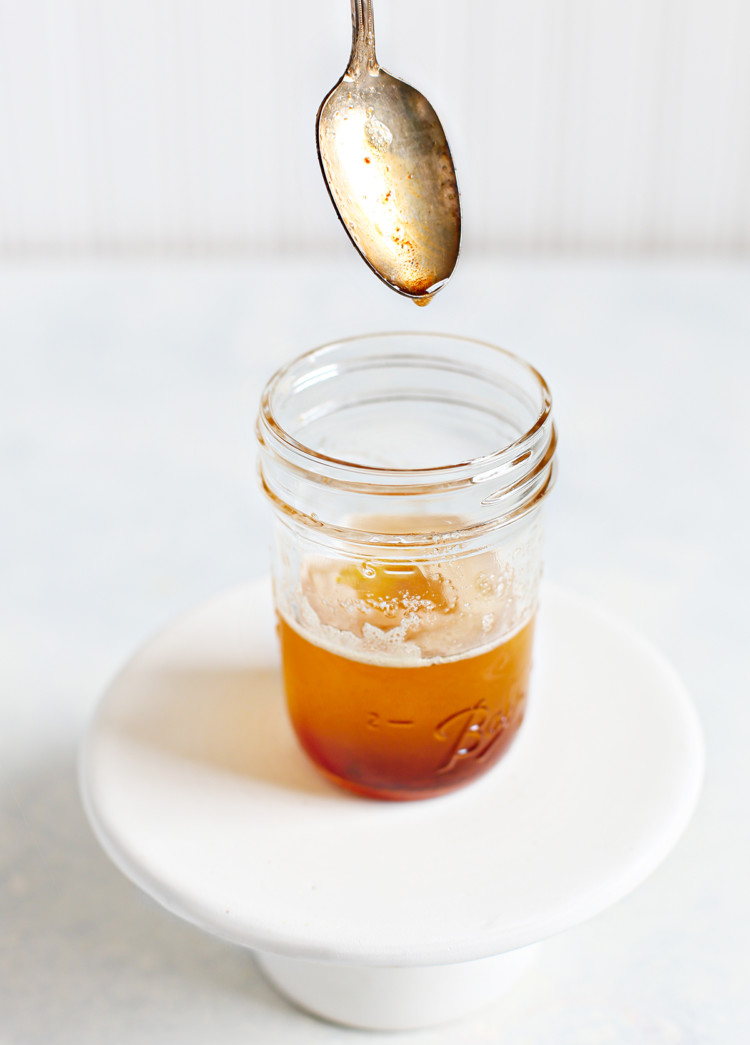 jar of browned butter with a spoon