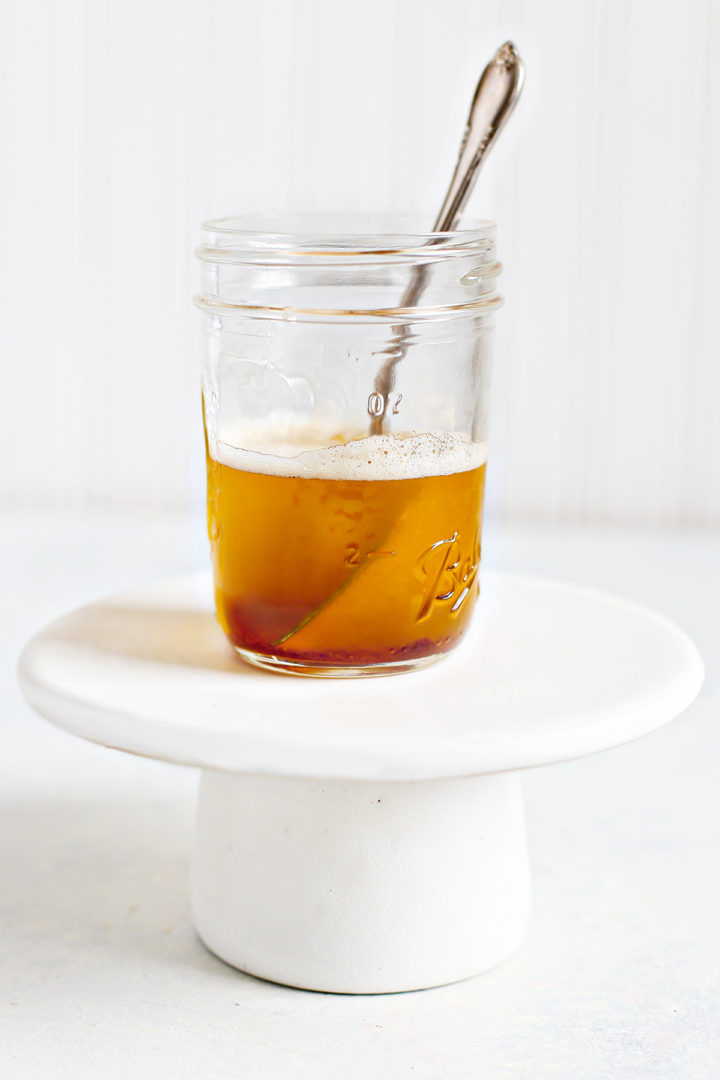 jar of browned butter with a spoon