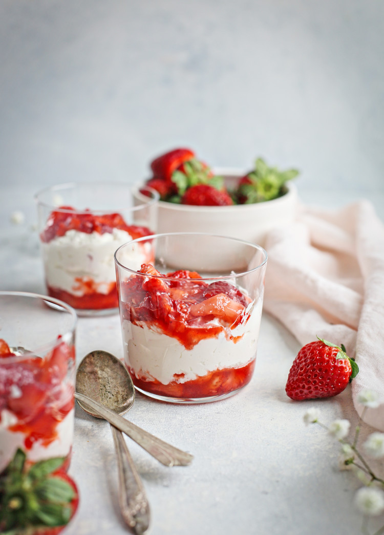 Layered strawberry fool in a glass