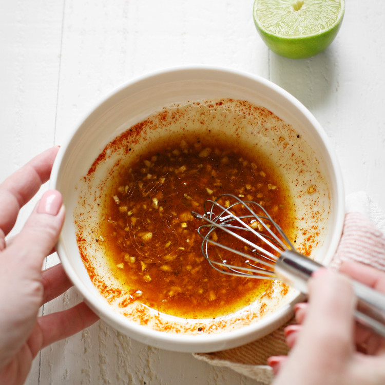 mushroom fajita marinade in a bowl