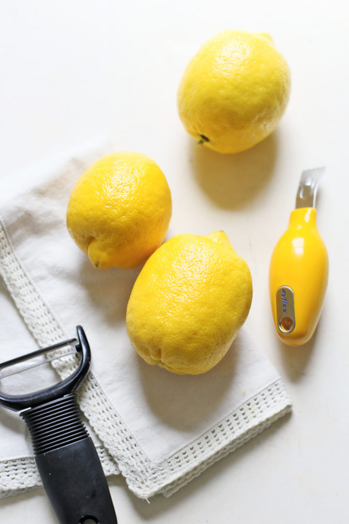 tools needed to make different types of lemon garnishes