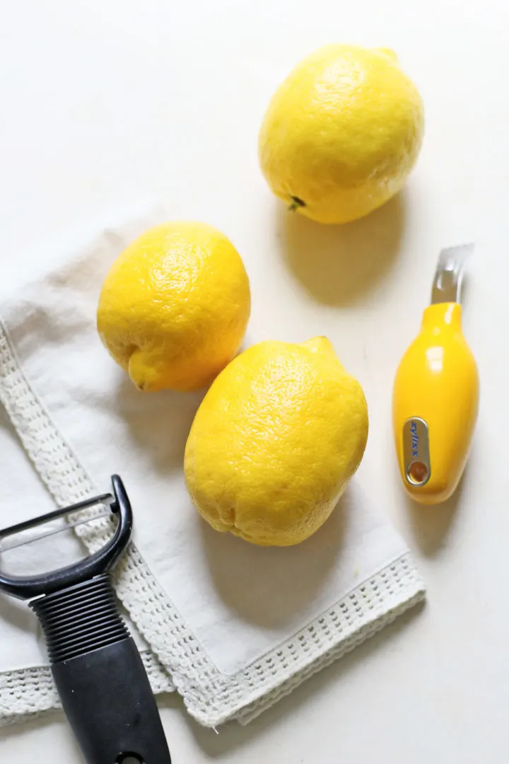 tools needed to make different types of lemon garnishes