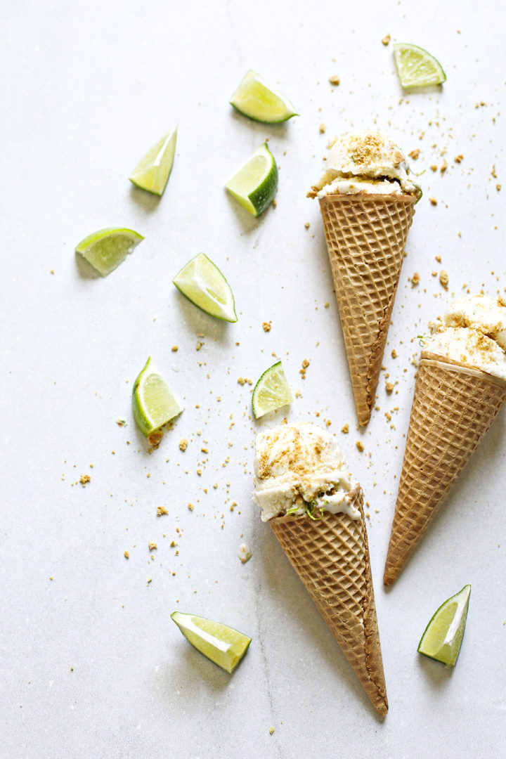 ice cream cones arranged on a grey background