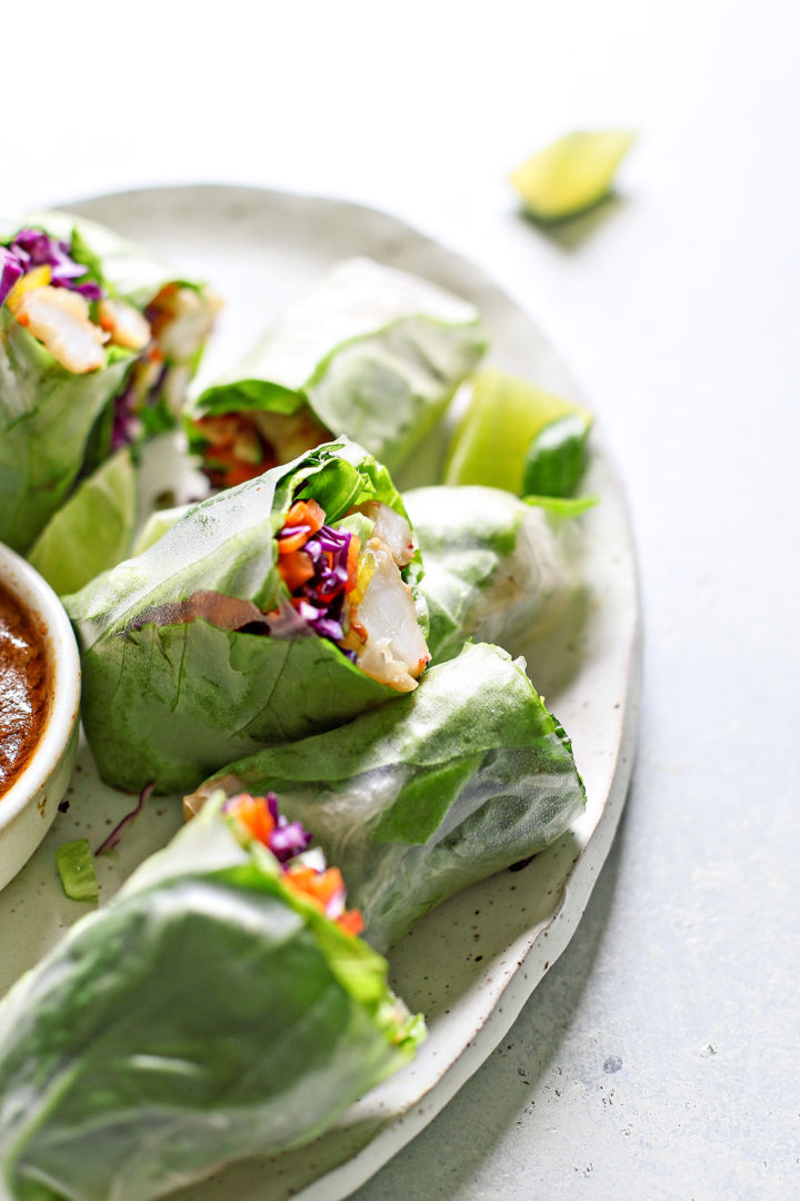 close up photo of Vietnamese Spring Rolls with Shrimp