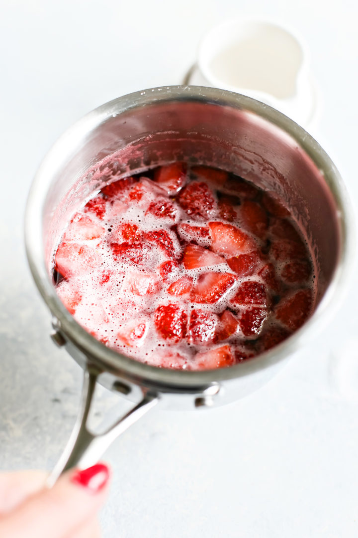 cooked strawberries for simple syrup