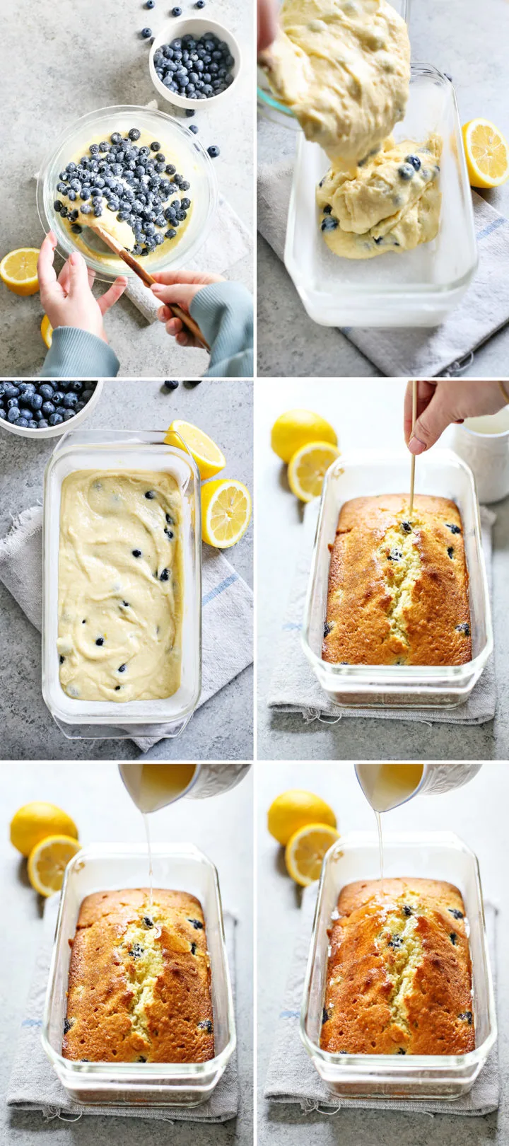 step by step photos showing how to make lemon blueberry bread