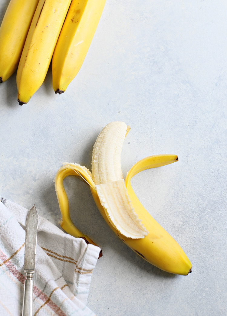 bananas being prepared for freezing