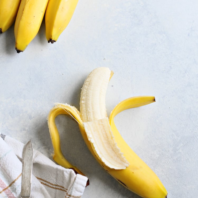 bananas being prepared for freezing